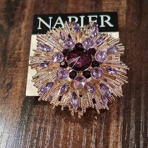 Napier Amethyst and Gold Floral Brooch